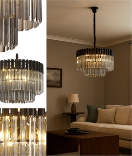Two-Tier Black & Smoke Sculptured Glass Chandelier - Dia 600mm