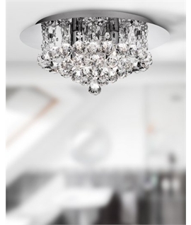 Glamorous Flush Mounted Bathroom Ceiling Light with Drop Crystals 