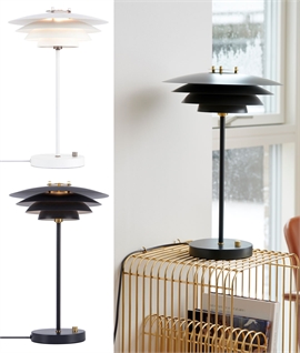 Layered Shade Scandi-Style Table Lamp - Grey