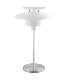 Scandi Layered White Metal Table Lamp