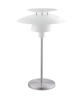 Scandi-Style Layered White Metal Table Lamp