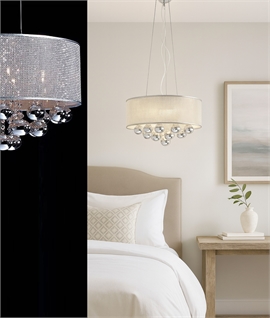 Chrome Drum Light Pendant with Hanging Baubles - 1 Left!