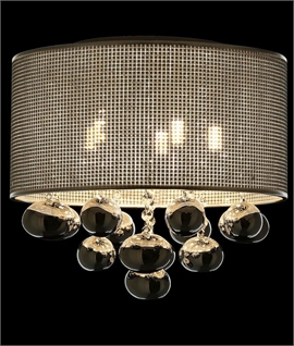 Hollywood Glam Chrome Mesh Flush Light with Baubles