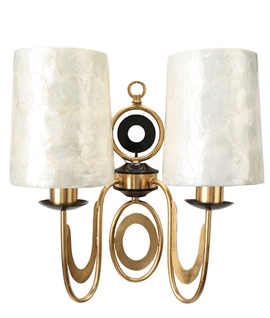 Mother of Pearl Double Arm Gold Leaf Wall Light