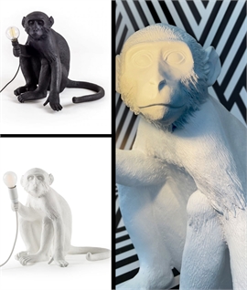 Seletti Sitting Monkey Lamp - Unique Table Lighting in White & Black