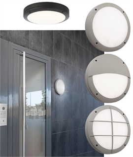Basic Round Outdoor Silver Bulkhead - Wall or Ceiling IP65