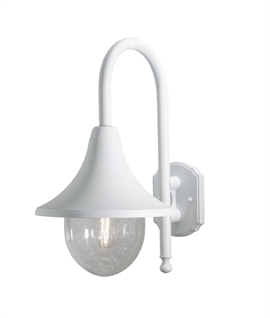 White Continental Style Lantern Exterior Wall Lantern - Teardrop Glass