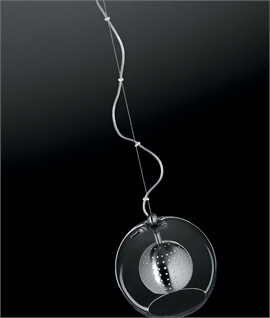 Spanish Design 20cm Clear Glass Globe & Matt Nickel Pendant