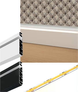 LED Skirting Board Profile - 80mm Aluminium with Opal Diffuser