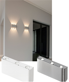 LED Wall Light with Triple Up and Down Beam – Available in White or Aluminium