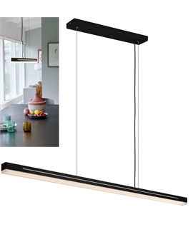 115cm Black LED Linear Pendant Light - 3-Step Dimmable with Side and Downlight Modes
