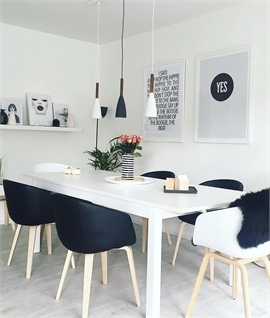 Pure Slim Metal Pendant With Wood Detail - White or Grey