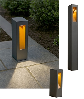 Modern Path Light and Bollard in Anthracite with Copper Reflector 