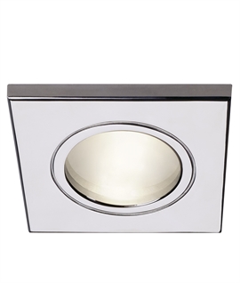 Chrome Square Soffit Downlight - Recessed and Weather-Resistant