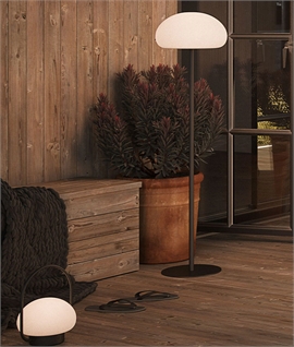 Opal Globe & Black Stand Floor Light - Rechargeable