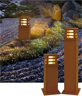 Square Rusty Bollard with Louvres - Short or Tall