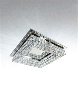 Square Crystal & Glass LED Semi-Flush Ceiling Light