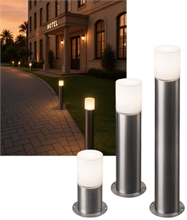 Stainless Steel Bollard Light with Opal Diffuser - IP65 Mains E27