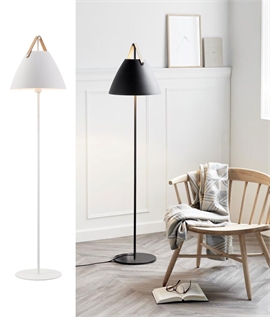 Leather Strap Metal Floor Lamp - Black or White