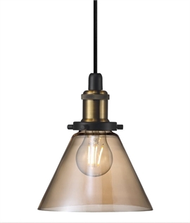 Vintage Ceiling Pendant with Tapered Glass Shade