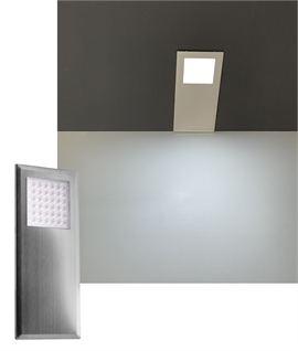 Brushed Stainless Steel Ultra Thin LED Downlight - Use Under Cabinets, Shelves or in Niches
