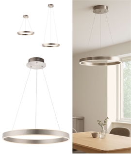 Circular LED Pendant Matt Nickel - 600mm & Dimmable