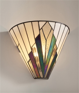 Art Deco Tiffany Glass Flush Wall Uplighter
