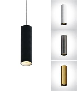 Cylinder Pendant for GU10 Lamp - Black, White, Grey or Brass Finishes