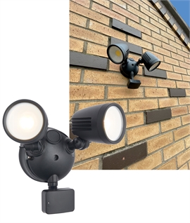 Outdoor Twin LED Floodlight with Microwave Movement Sensor