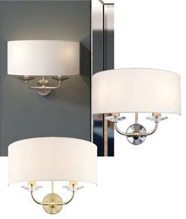 Double Arm Half-Shade Wall Light with Crystal