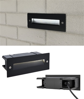 Pro Grade Letterbox Black Low Glare Louvre LED Brick Light - Standard UK Brick Size