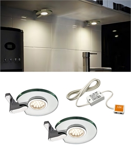 Round Glass Under Cabinet Light - Twin Pack with Driver