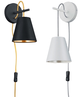 Plug-in Hanging Wall Light - Fabric & Foil Shade 