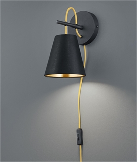 Plug-in Hanging Wall Light - Fabric & Foil Shade 