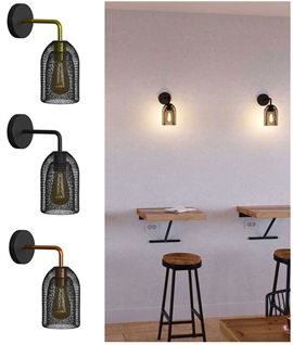 Black Mesh Shade Italian Designer Wall Light - 3 Finishes