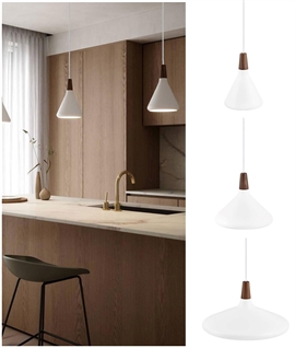 Scandi White Metal and Walnut Wood Pendant