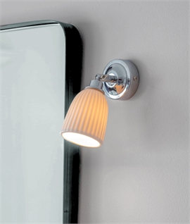 Small Bracket Wall Light with a Fluted Porcelain Shade