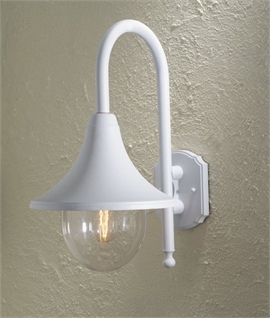 White Continental Style Lantern Exterior Wall Lantern - Teardrop Glass