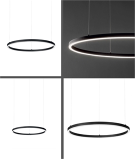 Slim Design LED Ring Pendants on Wire Suspensions - Black or White