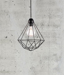 Industrial Black Wire Frame Cage Light Pendant 