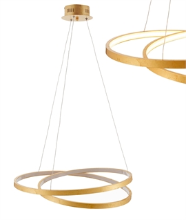 Wire Suspended Sculptural Looped Gold Leaf Pendant Light – Integrated LED