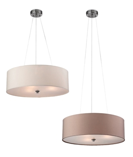 Diffused Fabric Pendants - Drum Shade On Wire Suspension