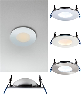 Low-Glare LED Downlight -  Fire-Rated, Dimmable & IP65 - White, Chrome or Nickel