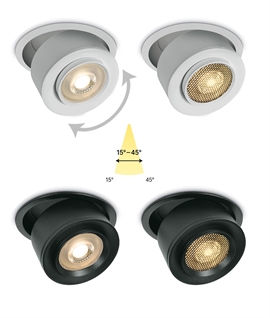 Adjustable Beam Angle Recessed 15w COB LED Downlight - Removable Honeycomb