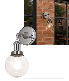 Outdoor Globe Wall Light – 15cm, IP65, Chrome & Titanium Finish