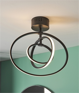 LED Circular 3 Light Flush Fitting - Matt Black or Polished Chrome