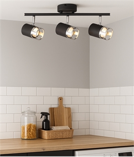 Graphite & Polished Chrome 3 Light Linear Bar Spotlight - GU10