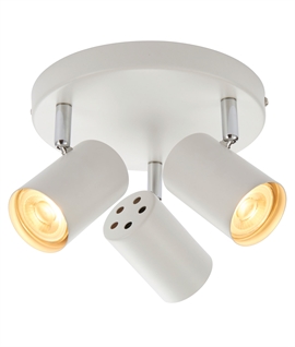 White Adjustable Triple Spot Light with Round Ceiling Plate 