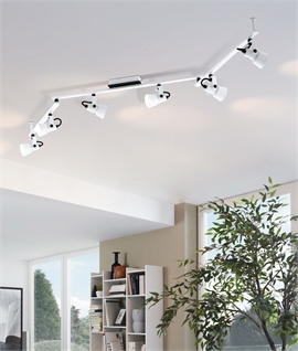 White Adjustable 6 Light Spot Bar - Modern Design