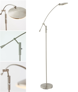 Modern Balance Arm LED Reading Floor Lamp - Satin Nickel